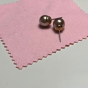 Henri Bendel Champagne Pearl Stud Earrings